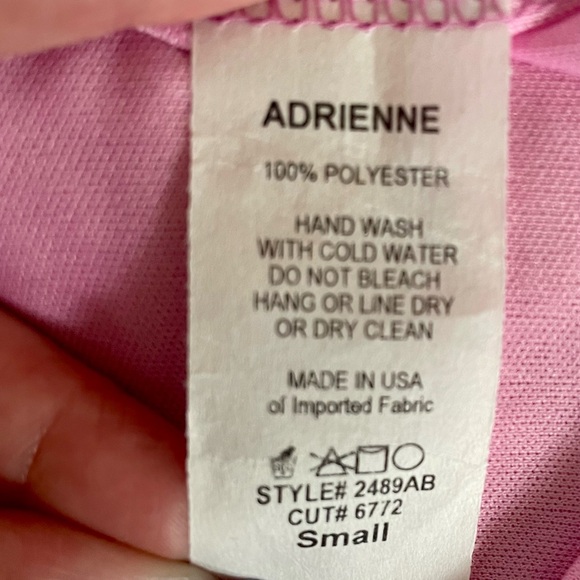 Adrienne V-Neck Blouse Top Pink Purple Beige Coral Taupe Print Women’s Small NEW - Picture 5 of 8